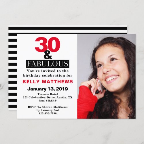 30 and Fabulous 30th Birthday Invitation