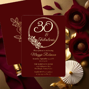 30 and Fabulous 30th Birthday Party Stamped Foil Invitation