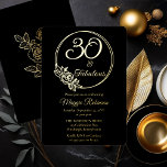 30 and Fabulous 30th Birthday Party Stamped Foil Invitation<br><div class="desc">Elegant typography design "30 and Fabulous" 30th birthday party design featuring a rose outline circular frame.  Back features a rose outline in gold tone (not gold foil).</div>