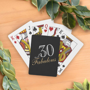 30 and Fabulous Black Elegant Script Birthdays Poker Cards