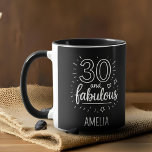 30 and Fabulous Doodle Happy 30th Birthday  Mug<br><div class="desc">Celebrate a milestone 30th birthday with this fun and stylish "30 and Fabulous" mug. Featuring a charming, hand-drawn doodle style, this design is perfect for marking such a special occasion. It's fully customizable, allowing you to add the recipient's name, for a truly personal touch. The playful white artwork is ideal...</div>