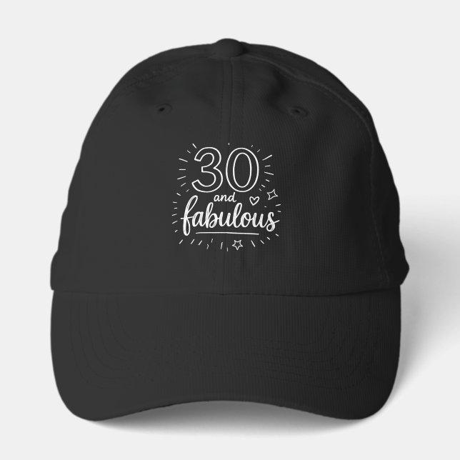 30 and Fabulous Doodle Happy 30th Birthday  Performance Cap (Front)
