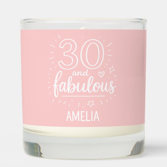 30 and Fabulous Doodle Happy 30th Birthday  Scented Candle (Front)