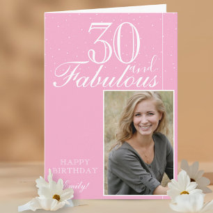 30 and Fabulous Elegant Birthday Photo Card