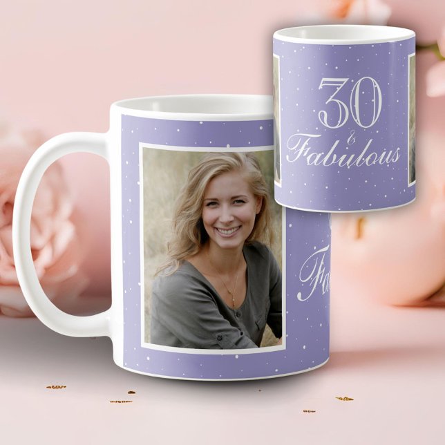 30 and Fabulous Elegant Birthday Photo  Coffee Mug (Creator Uploaded)
