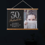 30 and Fabulous Elegant Black 30th Birthday Photo  Hanging Tapestry<br><div class="desc">30 and Fabulous Elegant Black 30th Birthday Photo Hanging Tapestry. 30 and fabulous text in trendy script with a name on a black background. Personalize it with your photo, your name and the age, and make your own birthday party backdrop. It`s a great sign and backdrop for a woman`s birthday...</div>