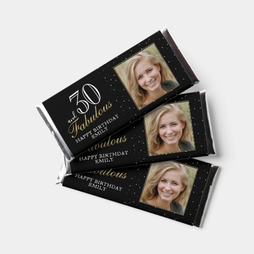 30 and Fabulous Elegant Black 30th Birthday Photo Hershey Bar Favors