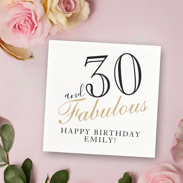 30 and Fabulous Elegant Script 30th Birthday Napkins (Creator Uploaded)