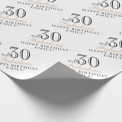 30 and Fabulous Elegant Script 30th Birthday Wrapping Paper