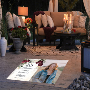 30 and Fabulous Glam Rose Floral Birthday Party Floor Decals