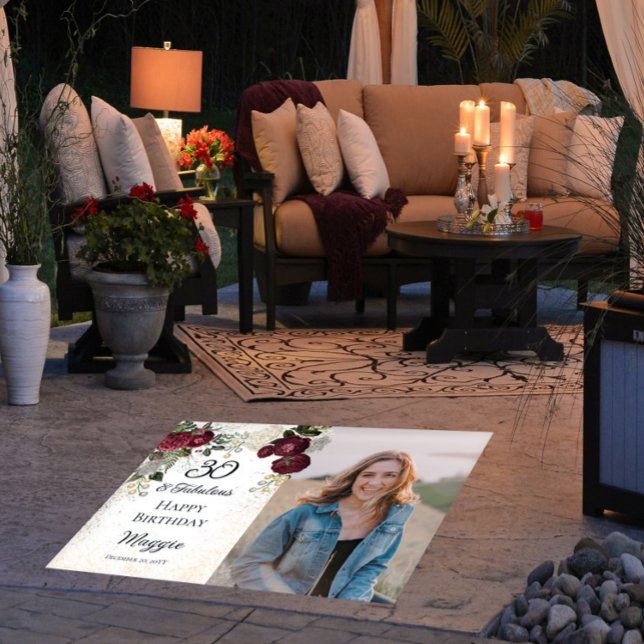 30 and Fabulous Glam Rose Floral Birthday Party Floor Decals (Creator Uploaded)