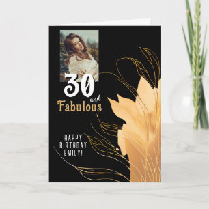 30 and Fabulous Gold Foliage 30th Birthday Photo Card