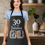 30 and Fabulous Gold Glitter 2 Photo 30th Birthday Apron<br><div class="desc">30 and Fabulous Gold Glitter 2 Photos 30th Birthday Apron. The photos are on the faux gold glitter stripes. The text is trendy script in white color. Add your photos - you can use an old and a new photo of the person who celebrates.</div>