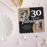 30 and Fabulous Gold Glitter 2 Photo 30th Birthday Paper Coaster<br><div class="desc">30 and Fabulous Gold Glitter 2 Photo 30th Birthday Party Paper Coaster. Elegant faux gold glitter on a black background. Add your photos - you can use an old and new photo. Add your name and age.</div>