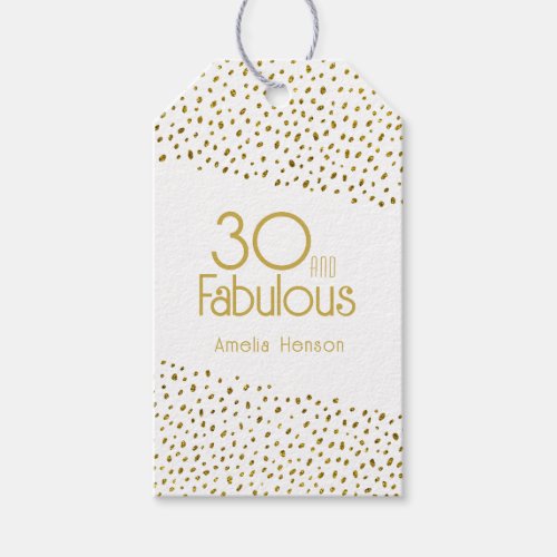 30 and Fabulous Gold Glitter 30th Birthday Gift Tags