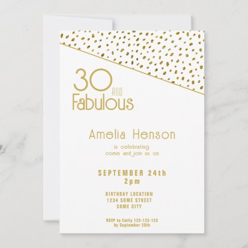 30 and Fabulous Gold Glitter 30th Birthday Invitation