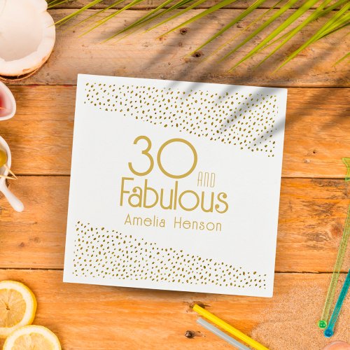30 and Fabulous Gold Glitter 30th Birthday Napkins