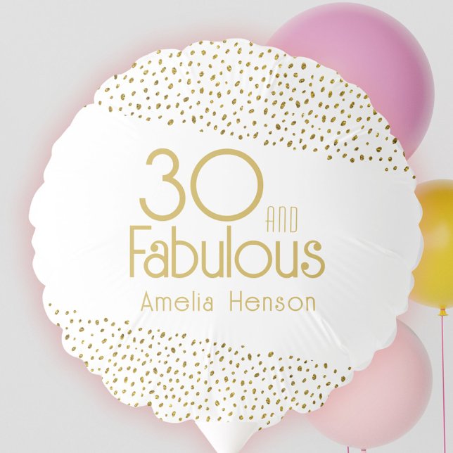 30 and Fabulous Gold Glitter 30th Birthday Party Balloon (Creator Uploaded)