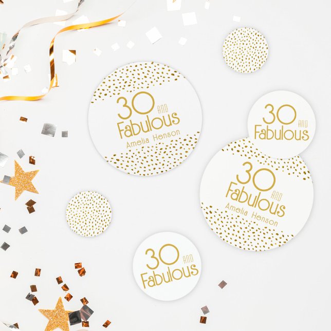 30 and Fabulous Gold Glitter 30th Birthday Party Confetti (Creator Uploaded)