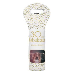 30 and Fabulous Gold Glitter 30th Birthday Photo  Wine Bag