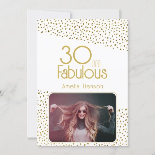 30 and Fabulous Gold Glitter Photo 30th Birthday Card