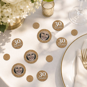 30 and Fabulous Gold Glitter Photo 30th Birthday Confetti