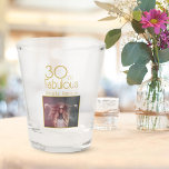 30 and Fabulous Gold Glitter Photo 30th Birthday  Shot Glass<br><div class="desc">30 and Fabulous Gold Glitter Photo 30th Birthday Party Shot Glass. Modern design with trendy typography,  a custom photo and name. Make personalized 30th birthday gift for her.</div>