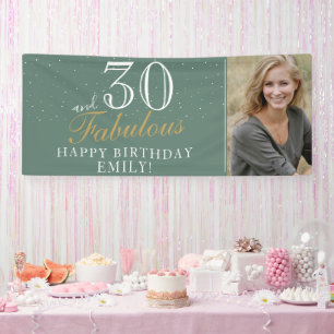 30 and Fabulous Modern 30th Birthday Photo Banner