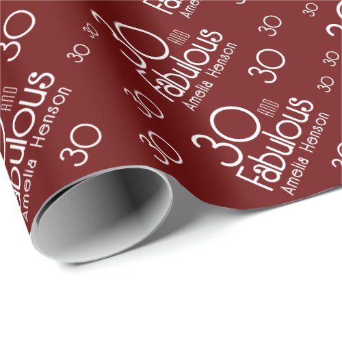 30 and Fabulous Modern 30th Birthday Wrapping Paper