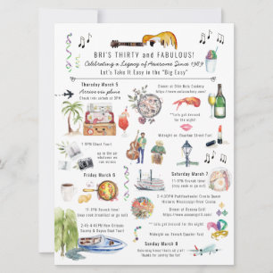 30 and Fabulous   New Orleans Birthday Itinerary I Invitation