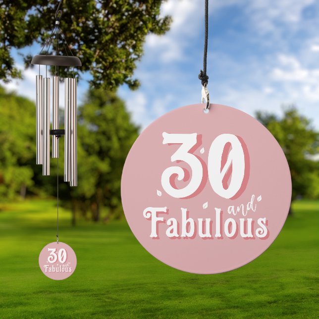 30 and Fabulous Pink Photo 30th Birthday Wind Chime (Outdoor)