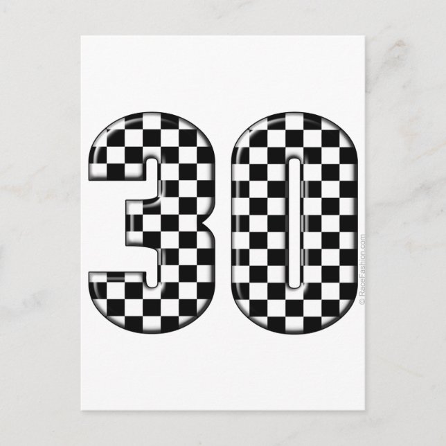 30 auto racing number postcard (Front)