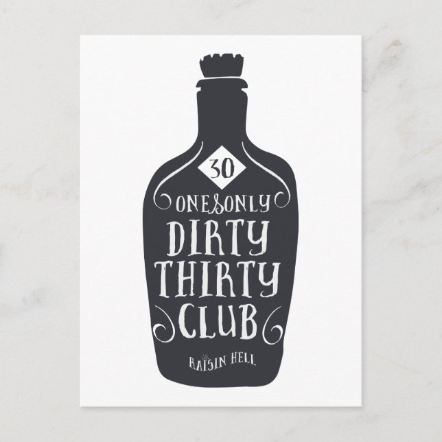 30 Birthday 30 Years Old Dirty 30 Postcard (Front)