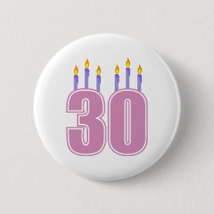 30 Birthday Candles (Pink / Purple) Pinback Button
