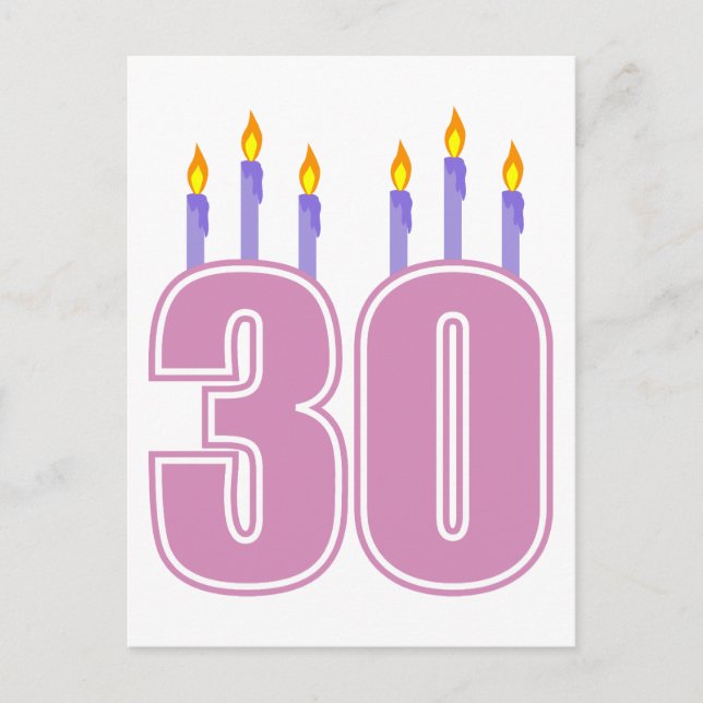 30 Birthday Candles (Pink / Purple) Postcard (Front)