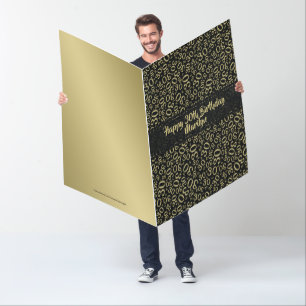 30 Birthday Number Pattern Black/Gold Jumbo Card