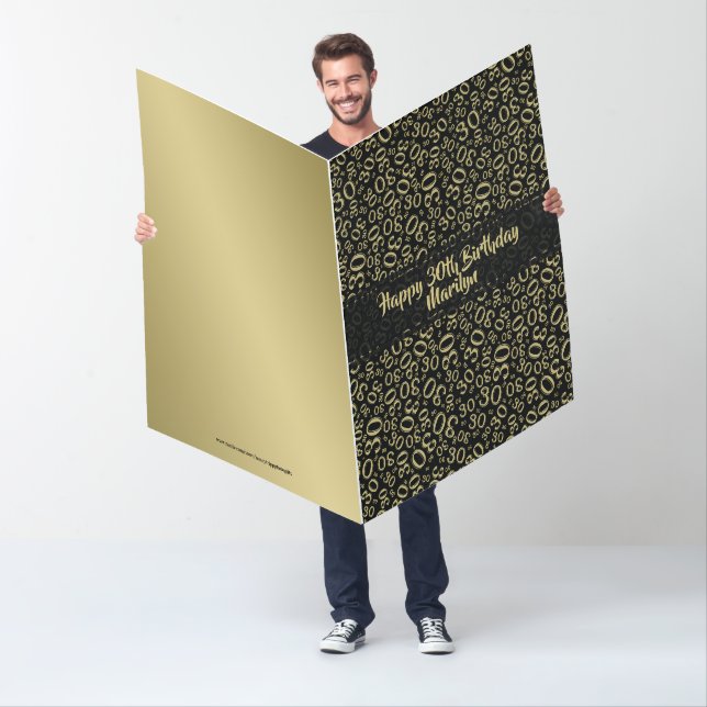 30 Birthday Number Pattern Black/Gold Jumbo Card (In Situ)