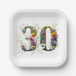 30 Birthday Number Wildflowers  Paper Plates