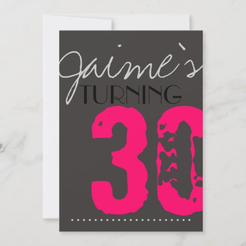30 Birthday Party Invitation Neon and grey
