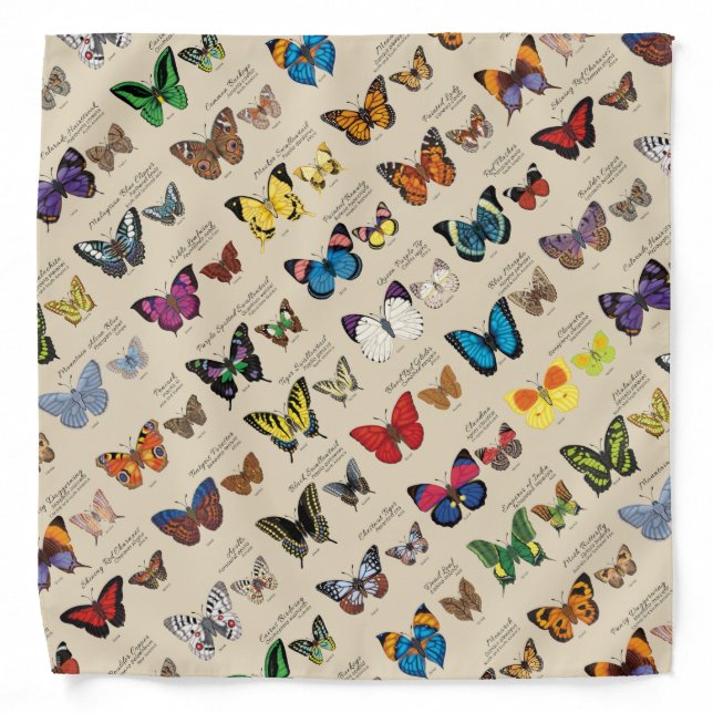 30 Butterfly Species from Around the World (Light) Bandana (Front)
