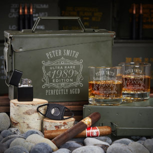 30 Cal Ammo Can with Set of 2 Whiskey Glasses