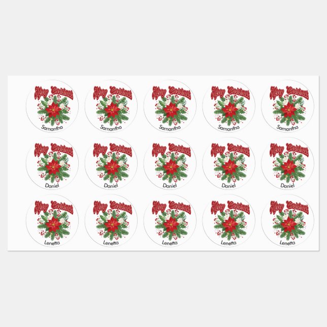 30 Christmas Gift Custom Name Tag Labels (Sheet)