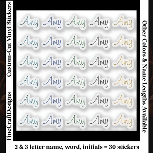 30 Custom Modern Short Name Word Initials Neutral  Sticker