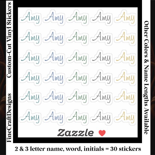 30 Custom Modern Short Name Word Initials Neutral  Sticker (Creator Uploaded)