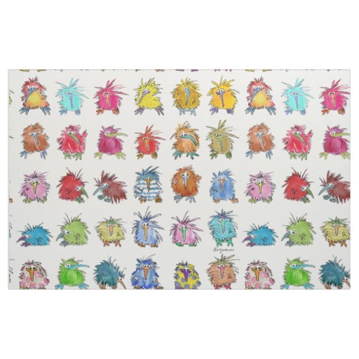 30 Cute Cartoon Kiwi Birds White Fabric