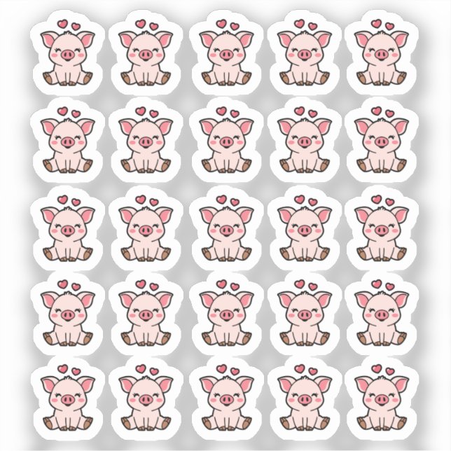 30 Cute Piggy Bank Sticker (Front)
