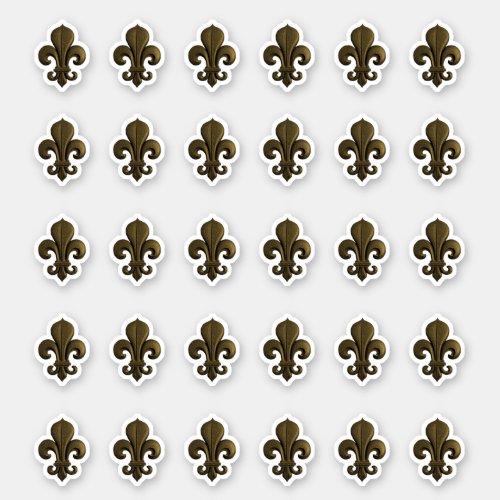 30 Dark Gold Brown Fleur de Lis Vintage French Sticker