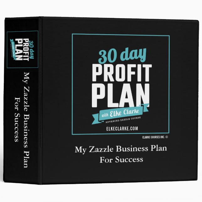30 Day Profit Plan Advanced Zazzle Course Binder (Front/Spine)