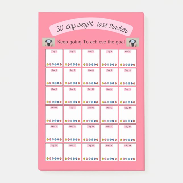 30 Day Weight Loss and Habit Tracker Planner Post-it Notes (Front)