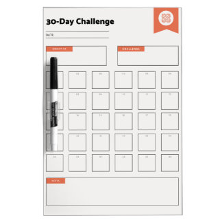 30 days Challenge Fitness & Wellness.  Dry Erase Board